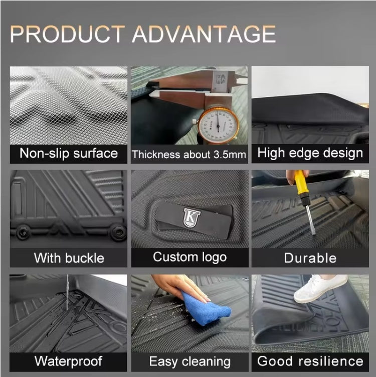 Odorless TPE Floor Mat For Tesla Model 3 2023-2025 6 PCS Waterproof Duty-Proof Fully Surrounded Floor Liner Protection Foot Pad