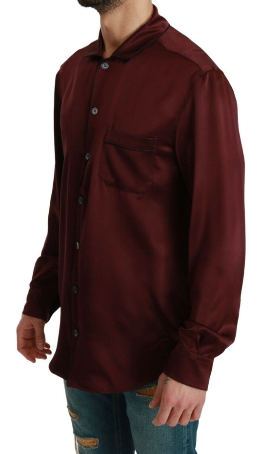 Dolce & Gabbana Bordeaux Silk Pajama Casual Shirt