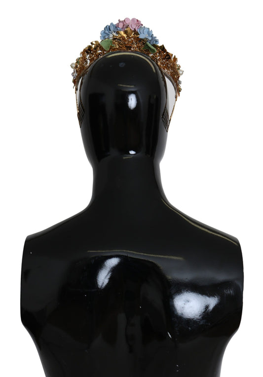 Dolce & Gabbana Gold Crystal Purple Hortensia Headband Crown Diadem