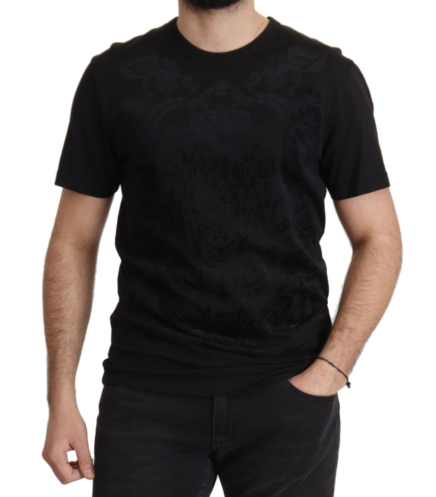 Dolce & Gabbana Black DG Baroque Cotton Crewneck T-shirt
