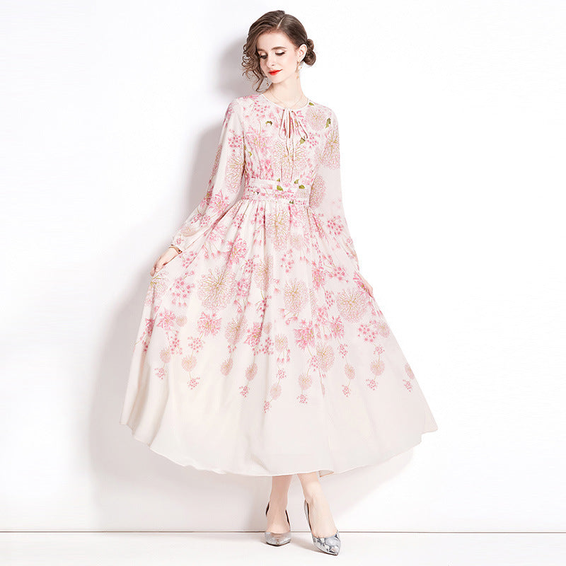 Large Swing Princess Style Printed Long Fashion Dress