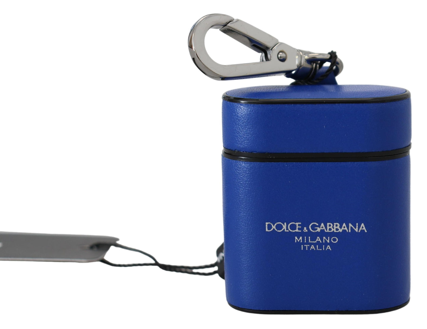 Dolce & Gabbana Blue Leather Silver Metal Logo Airpods Case