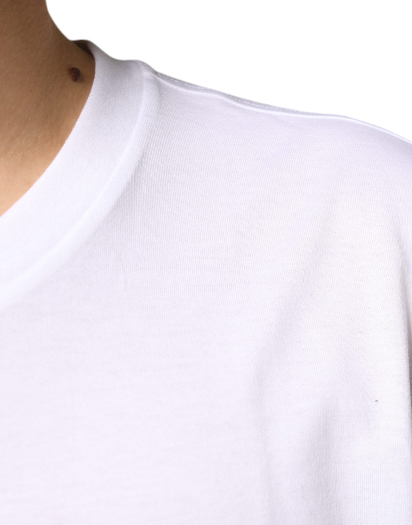 Dolce & Gabbana White Metal DG Logo Cotton Short Sleeves T-shirt