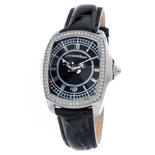 Chronotech Black Leather Bracelet Watch