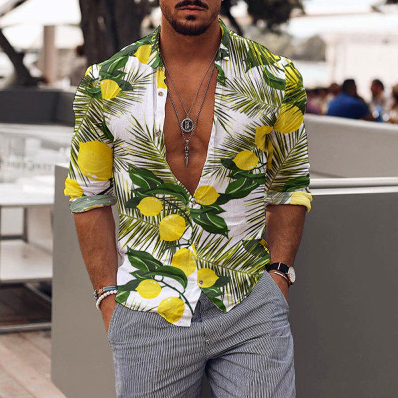 Men's Printed Shirt Beach Style Long Sleeve