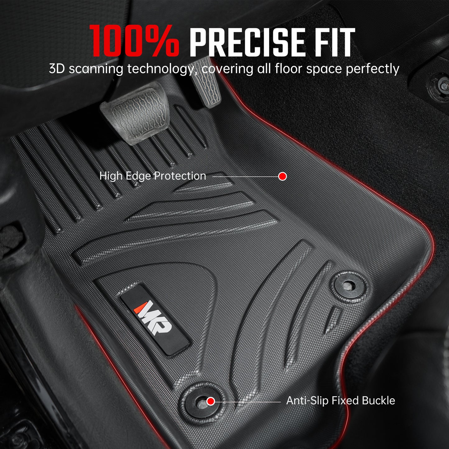 Car Floor Mats For J EEP Wrangler JL 2018 4 Doors Model, Waterproof And Stain-resistant TPE,Black 3 PCS. - Not Fit For Jeep Wrangler JK Or 4XE