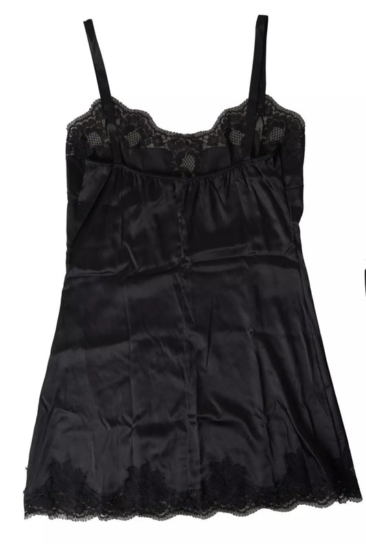 Dolce & Gabbana Black Lace Silk Sleepwear Camisole Top Underwear