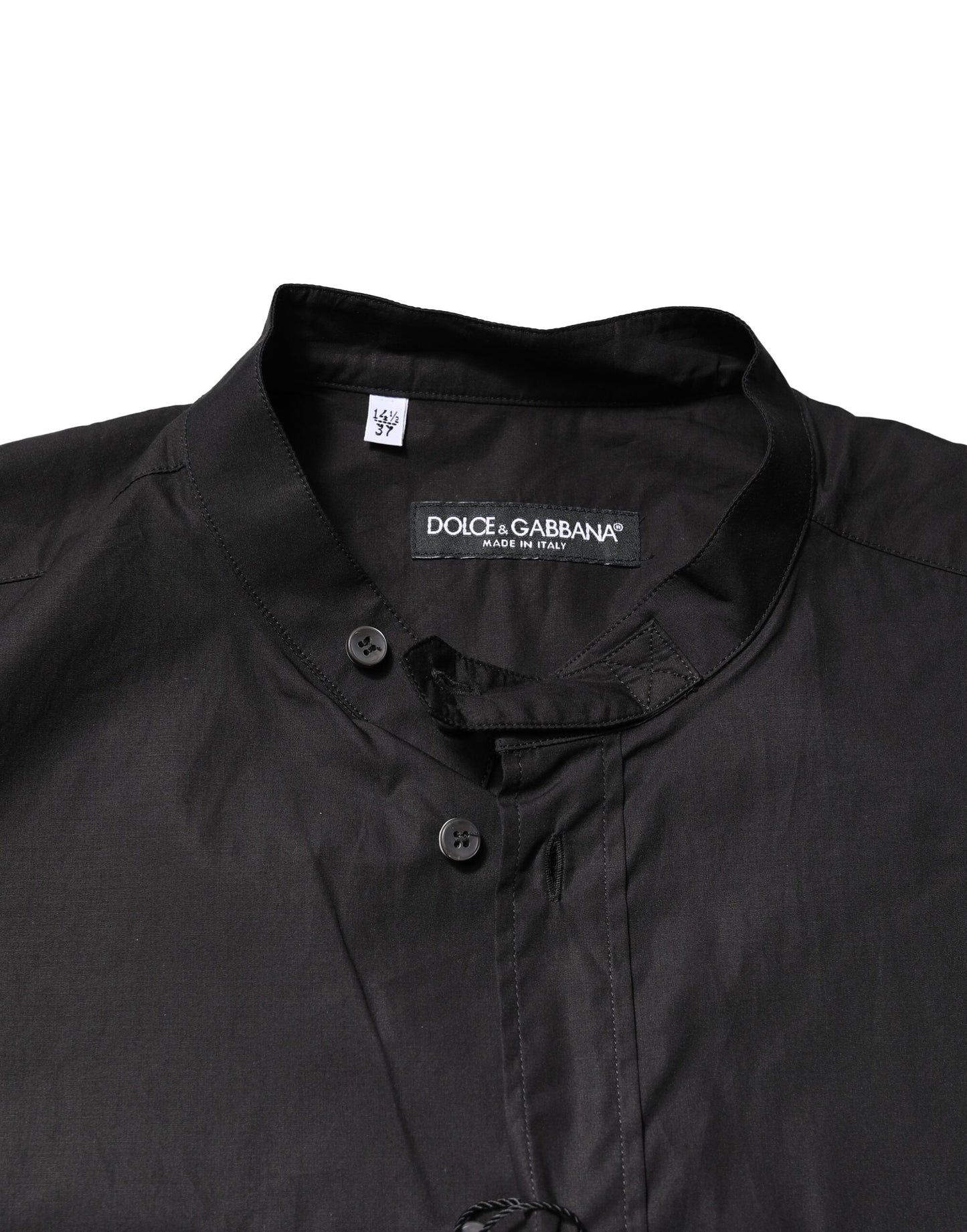 Dolce & Gabbana Black Cotton Button Down Men Casual Shirt
