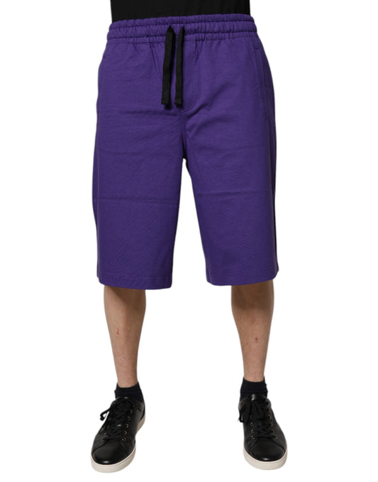 Dolce & Gabbana Purple Cotton Men Bermuda Sweatshorts Shorts