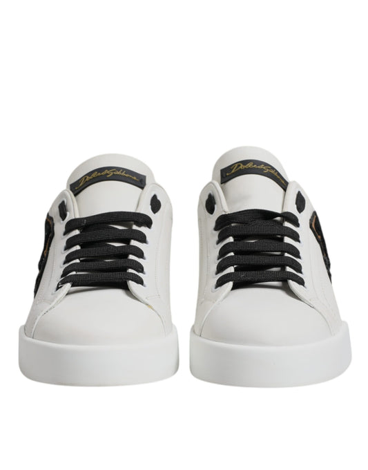 Dolce & Gabbana White Leather DG Logo Low Top Sneakers Shoes