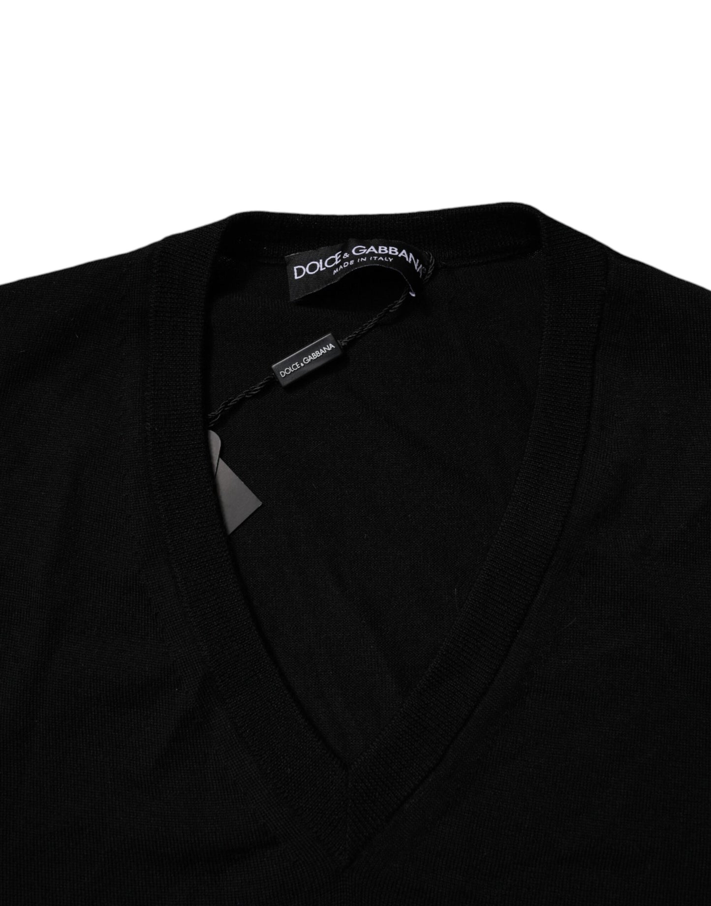 Dolce & Gabbana Black Camouflage V-neck Pullover Sweater