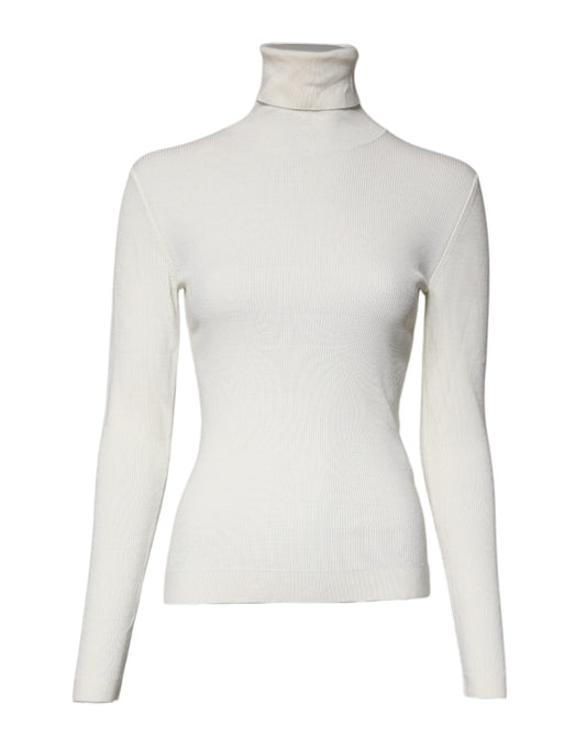Dolce & Gabbana Cream Long Sleeves Turtleneck Slim Sweater