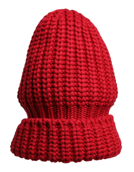 Dolce & Gabbana Red Solid Wool Knitted Winter Beanie Hat