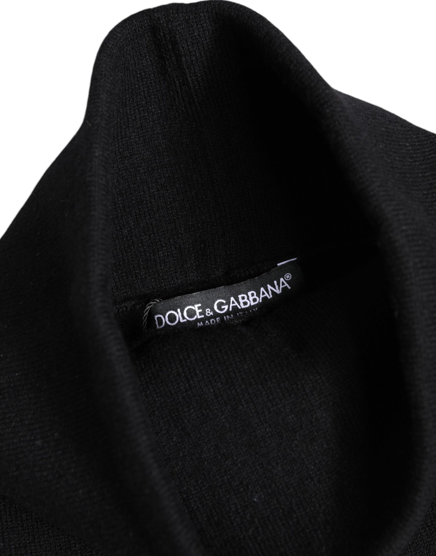 Dolce & Gabbana Black Cashmere Knitted Neck Warmer Foulard Scarf