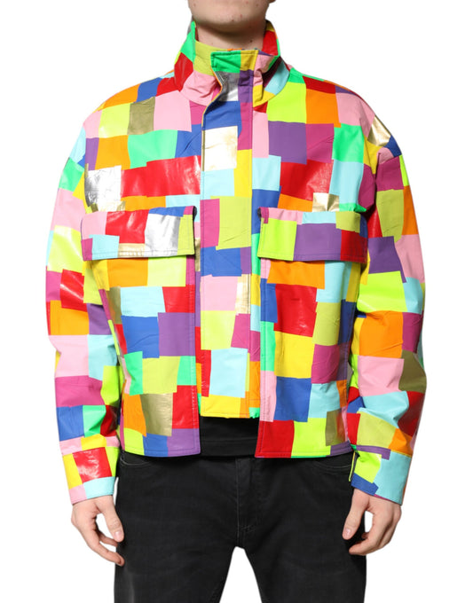Dolce & Gabbana Multicolor Cotton Full Zip Men Biker Jacket