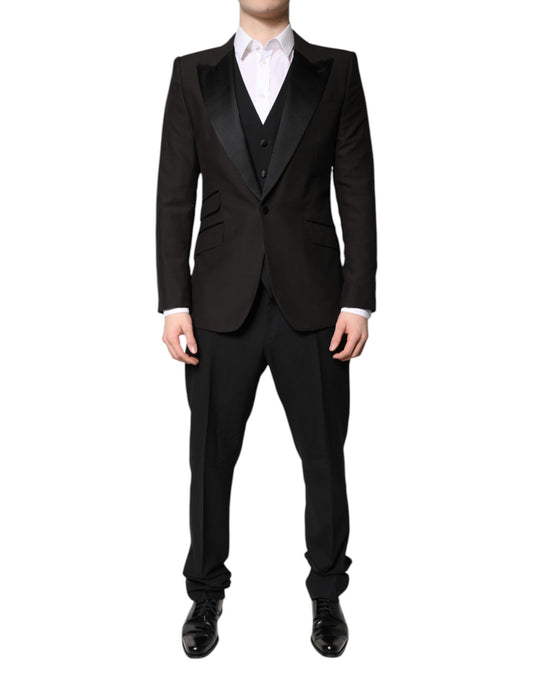 Dolce & Gabbana Black Single Breasted Formal 3 Piece Suit