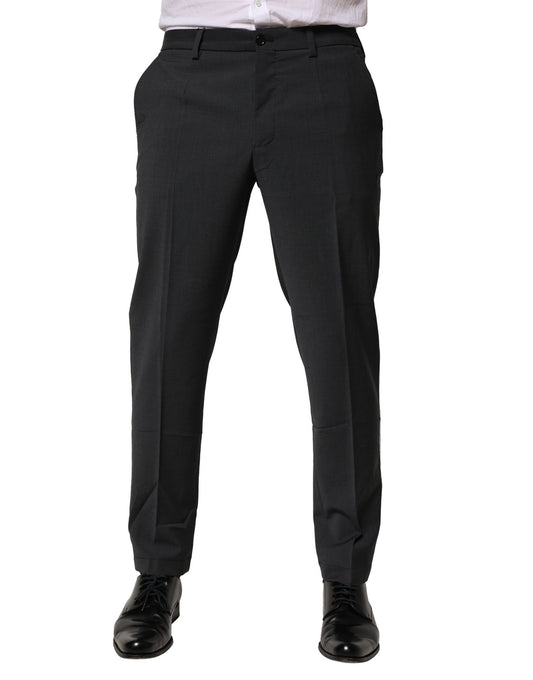 Dolce & Gabbana Black Wool Dress Slim Formal Pants