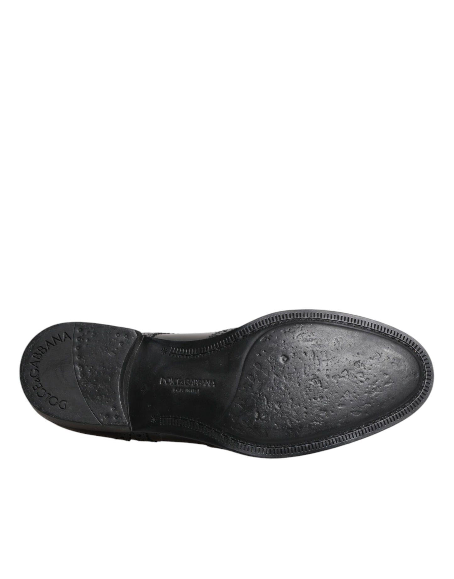 Dolce & Gabbana Black Leather Derby Wingtip Formal Shoes