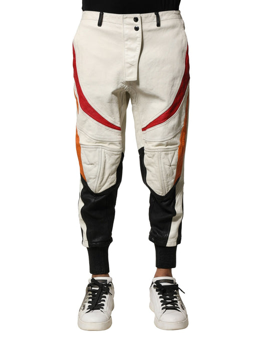 Dolce & Gabbana Multicolor Lambskin Tapered Men Pants