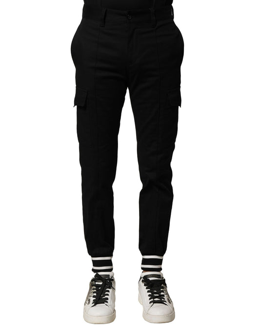 Dolce & Gabbana Black Cotton Cargo Joggers Men Pants