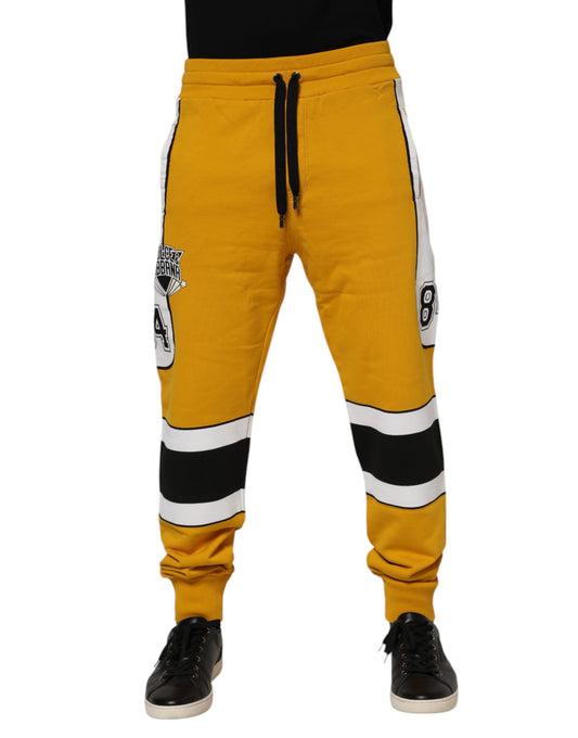 Dolce & Gabbana Yellow Cotton Logo Jogger Sweatpants Pants