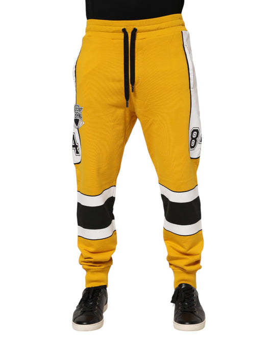 Dolce & Gabbana Yellow Printed Drawstring Jogger Pants