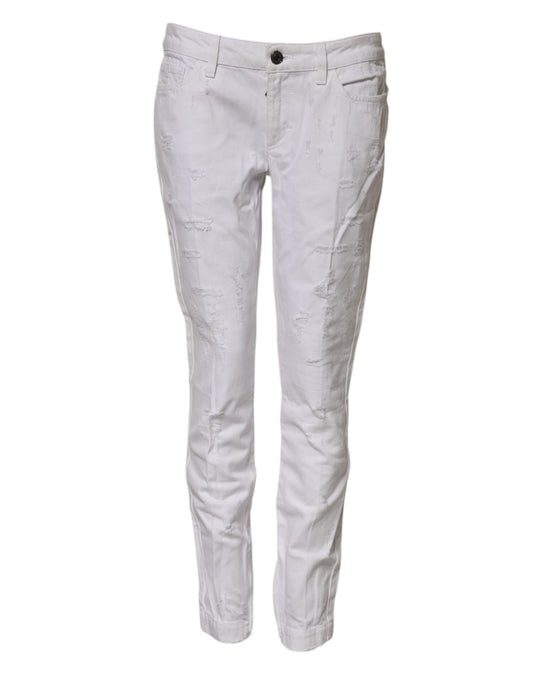 Dolce & Gabbana White Cotton Mid Waisted Women Denim Jeans