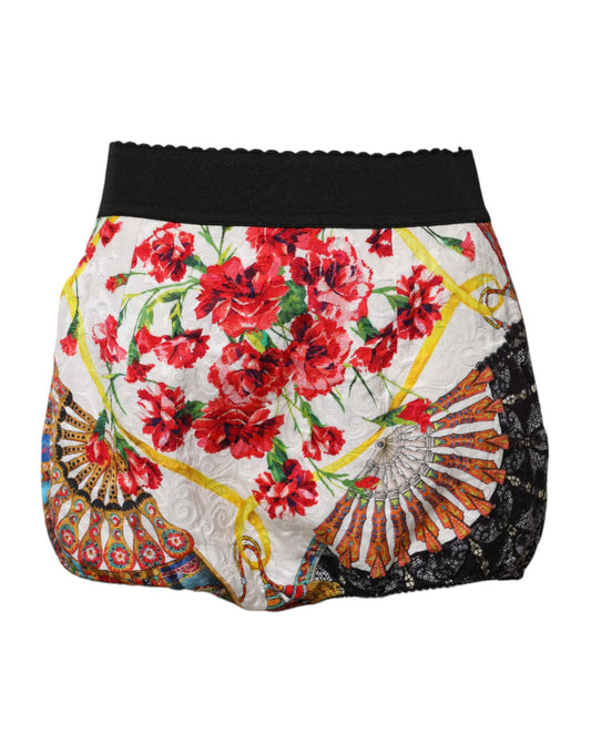 Dolce & Gabbana Multicolor Floral High Waist Hot Pants Shorts