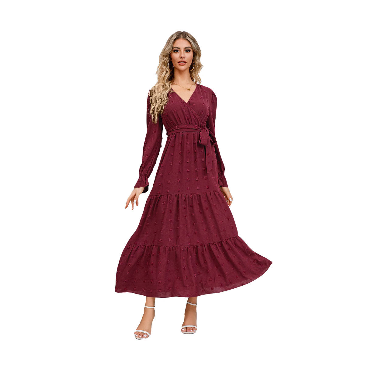Solid Color Wide Hem Casual Dress Women's Clothing