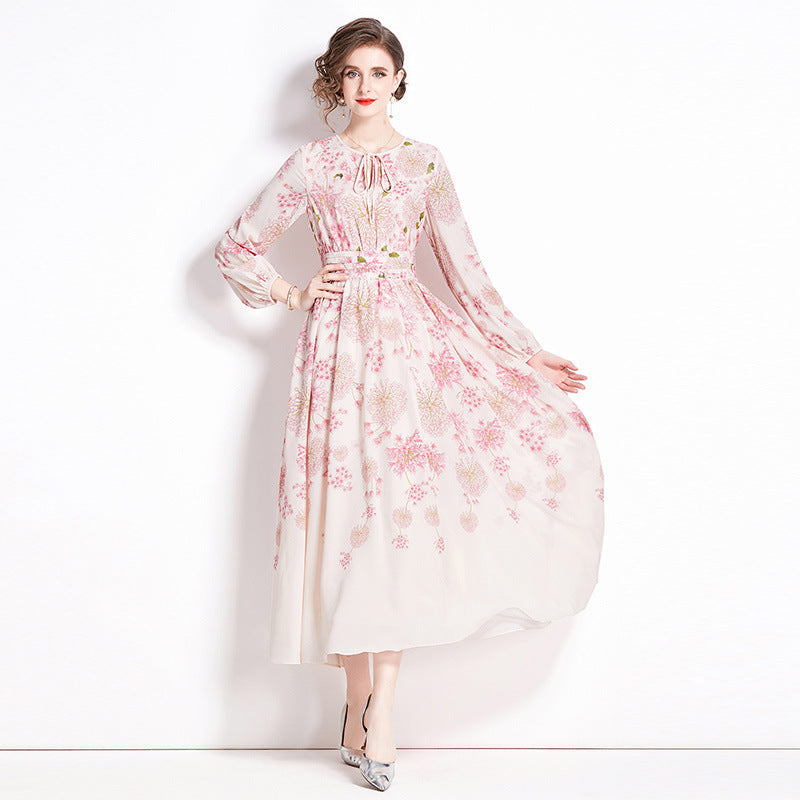 Large Swing Princess Style Printed Long Fashion Dress