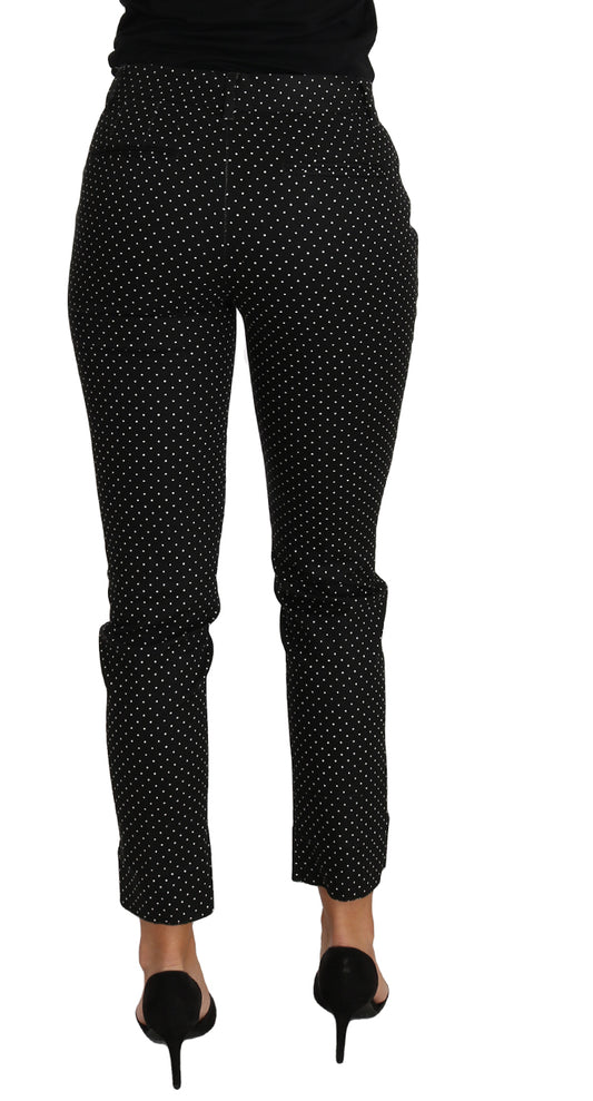 Dolce & Gabbana Black Dress Polka Dot Cropped Straight Pants