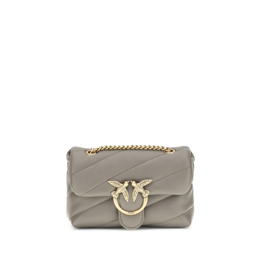 PINKO Gray Calf Leather Bos Taurus Shoulder Bag