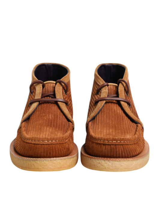 Dolce & Gabbana Brown Suede Nubuck Leather Desert Ankle Boots Shoes