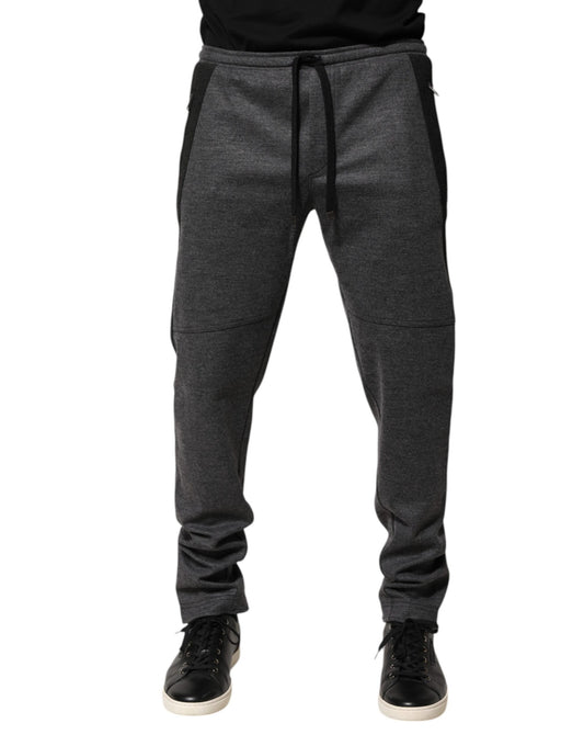 Dolce & Gabbana Gray Black Wool Blend Jogger Sweatpants Pants