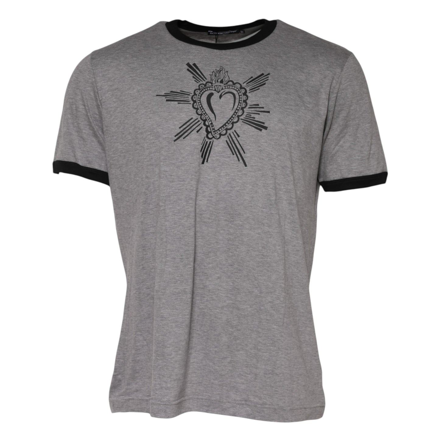 Dolce & Gabbana Gray Sacred Heart Cotton Crew Neck T-shirt
