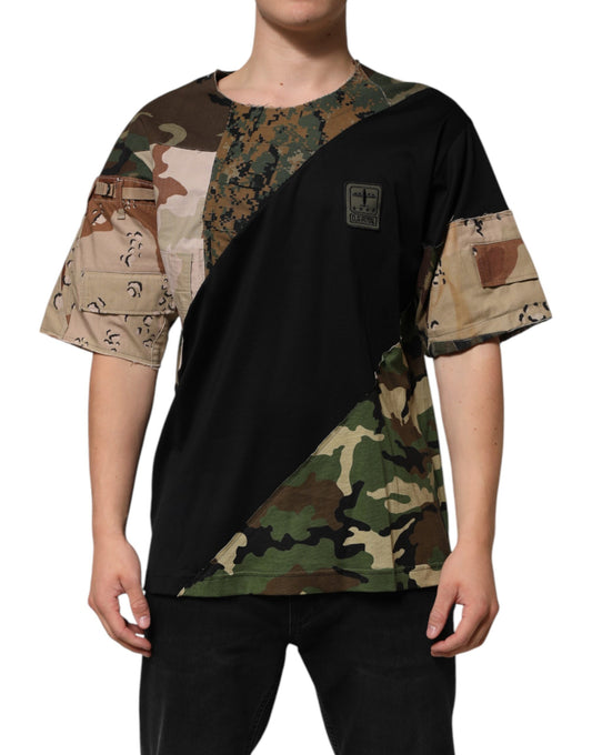 Dolce & Gabbana Multicolor Patchwork Cotton CrewNeck T-shirt