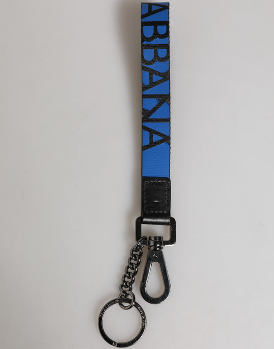 Dolce & Gabbana Blue Nylon Logo DG Crown Men's Holder Keychain Keyring