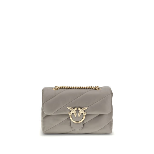 PINKO Gray Calf Leather Bos Taurus Shoulder Bag