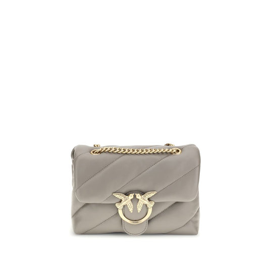 PINKO Gray Calf Leather Bos Taurus Shoulder Bag