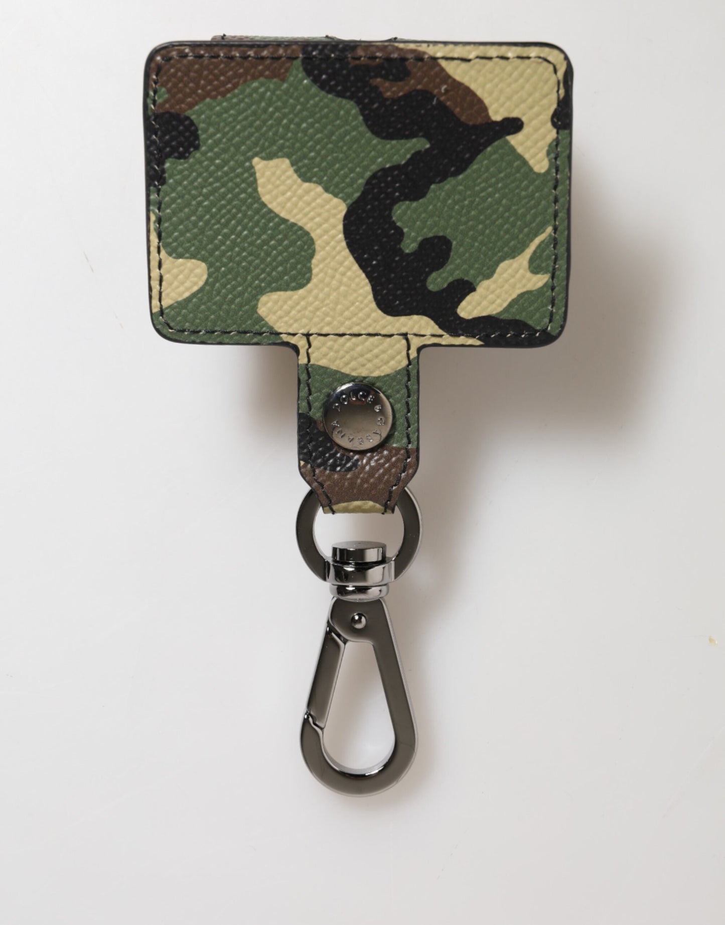 Dolce & Gabbana Multicolor Camouflage Leather Metal Accessory Airpods Case
