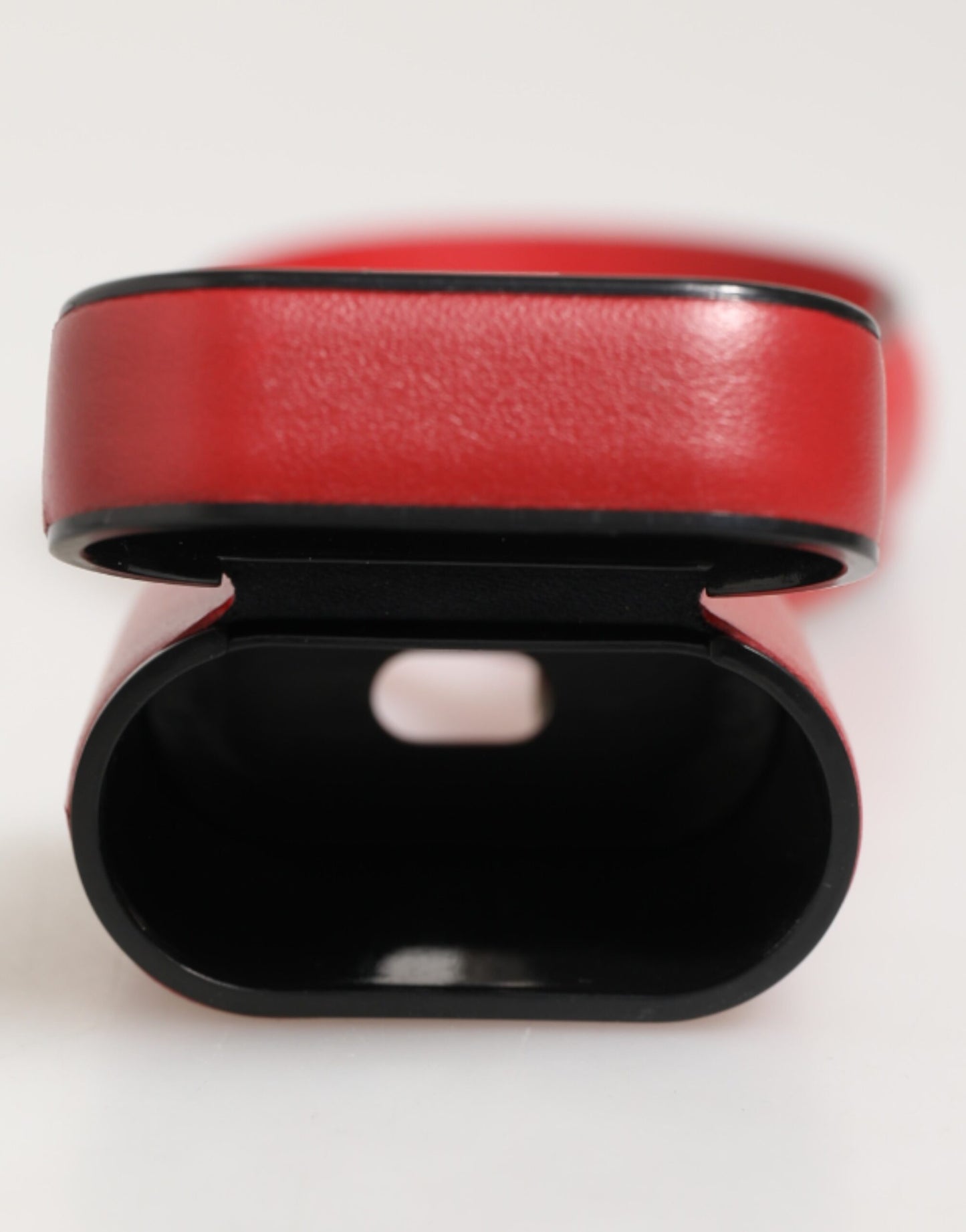 Dolce & Gabbana Red White Calfskin Leather Logo Flip Holder Airpods Case