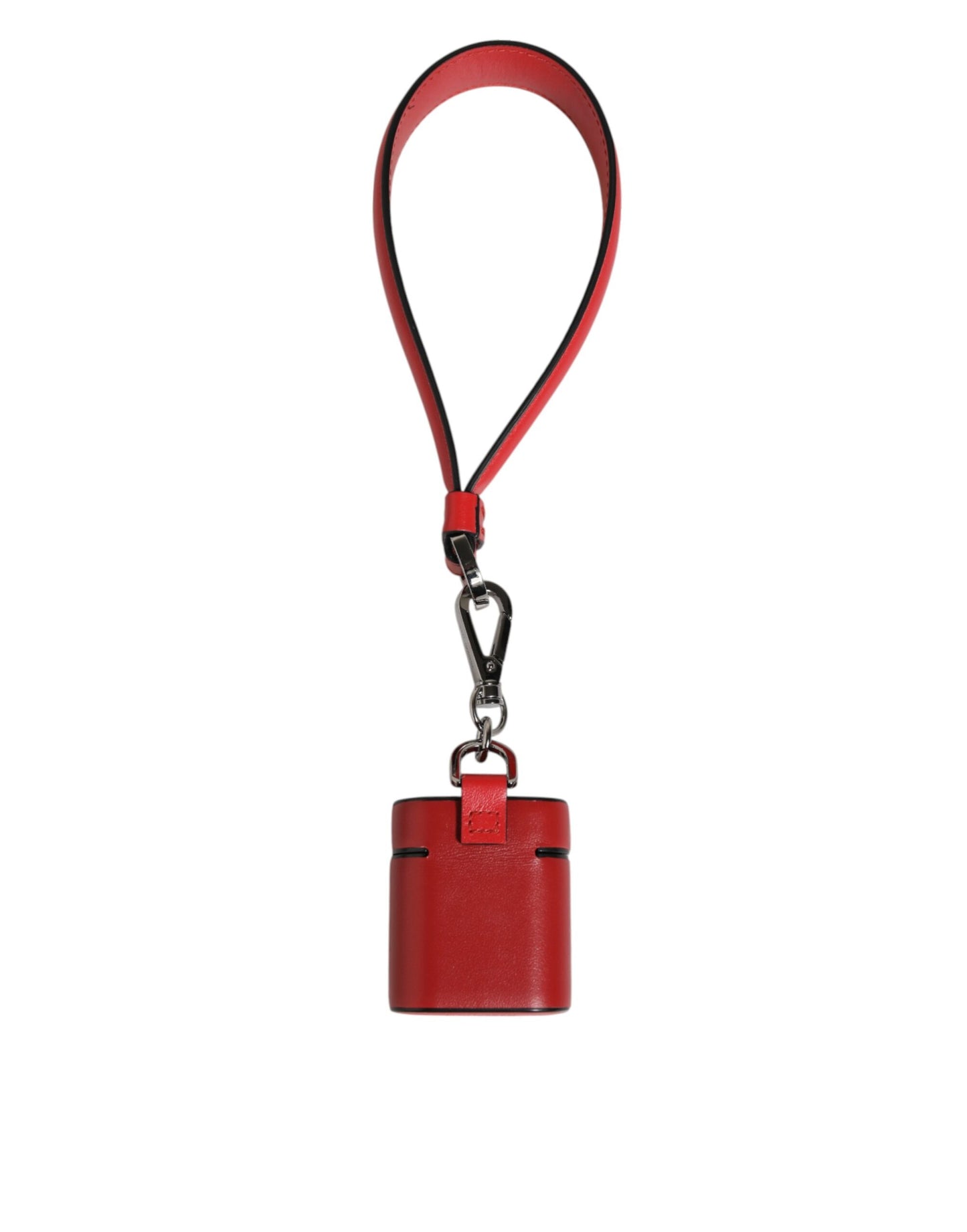 Dolce & Gabbana Red White Calfskin Leather Logo Flip Holder Airpods Case