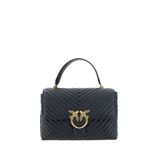 PINKO Black Calf Leather Bos Taurus Handbag