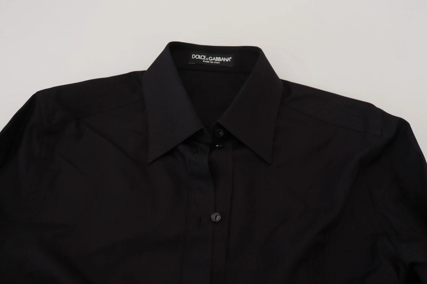 Dolce & Gabbana Black Cotton Collared Long Sleeves Shirt
