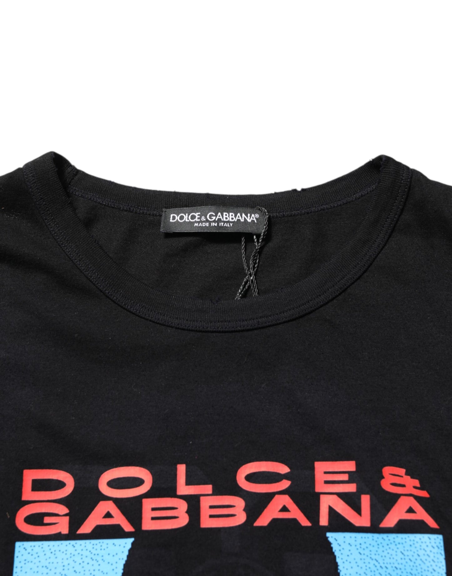Dolce & Gabbana Black Musical Print Cotton Crew Neck T-shirt
