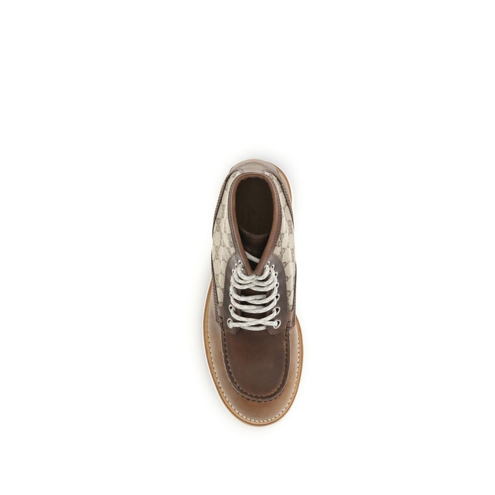 Gucci Brown Leather Lace-Up Boots