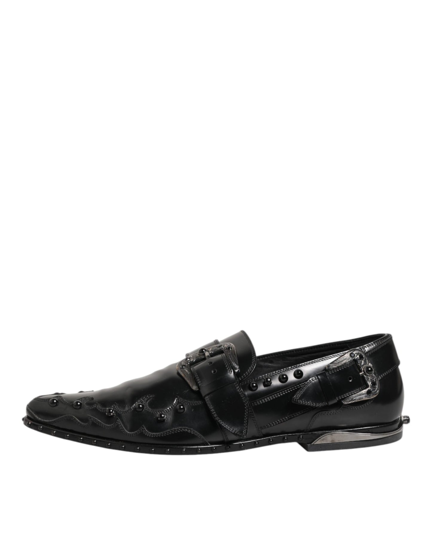 Dolce & Gabbana Black Embellished Dress Monk Strap Shoes