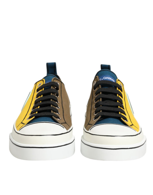 Dolce & Gabbana Multicolor Cotton Logo Low Top Sneakers Shoes