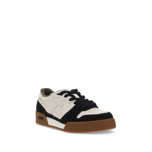 Fendi Black Calf Leather Bos Taurus Low Top Sneakers