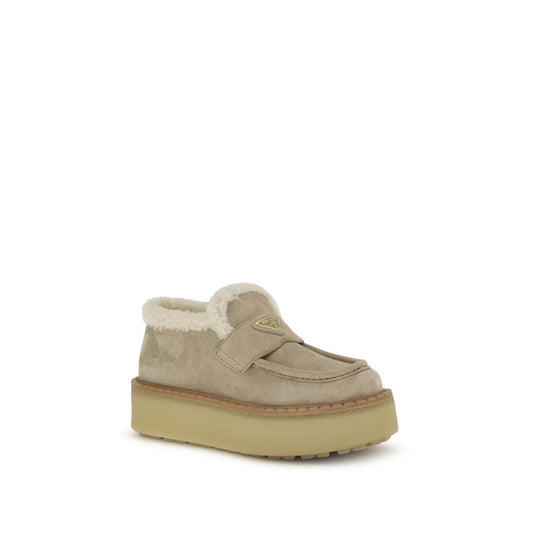Prada Beige Calf Leather Bos Taurus Platform Loafers